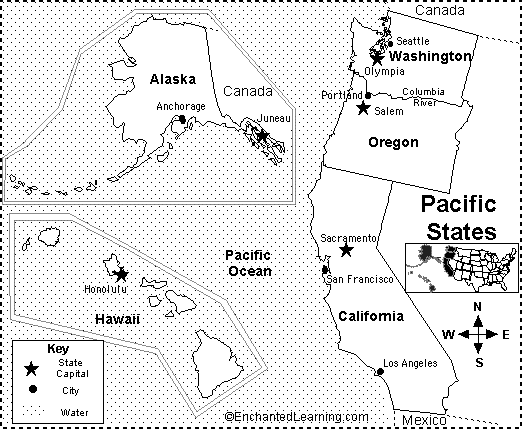 Search result: 'Pacific US States Map/Quiz Printout'