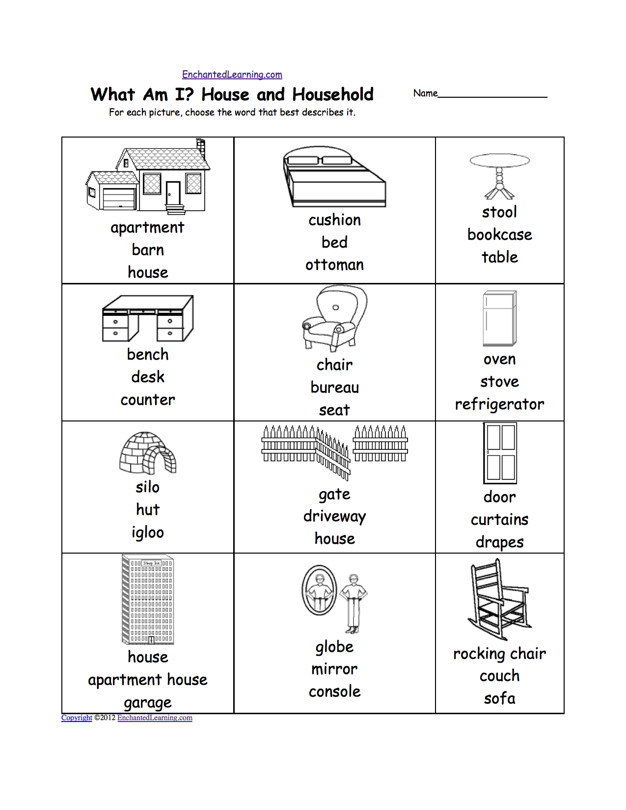 spelling worksheets homes and other dwellings at enchantedlearning com
