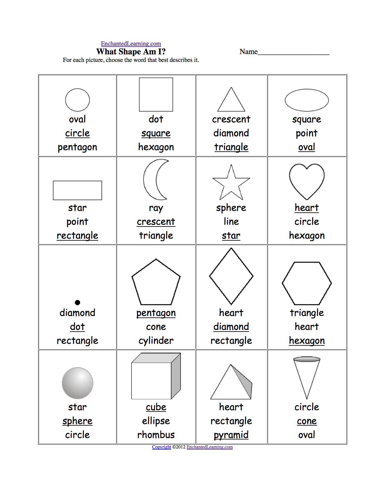 Shapes, Colors, and Sizes Spelling Quiz Worksheet for 1st - 2nd Grade