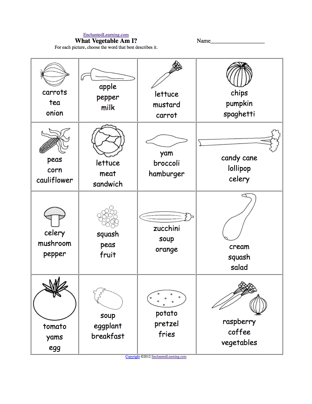 fruits and vegetables spelling worksheets enchantedlearning com