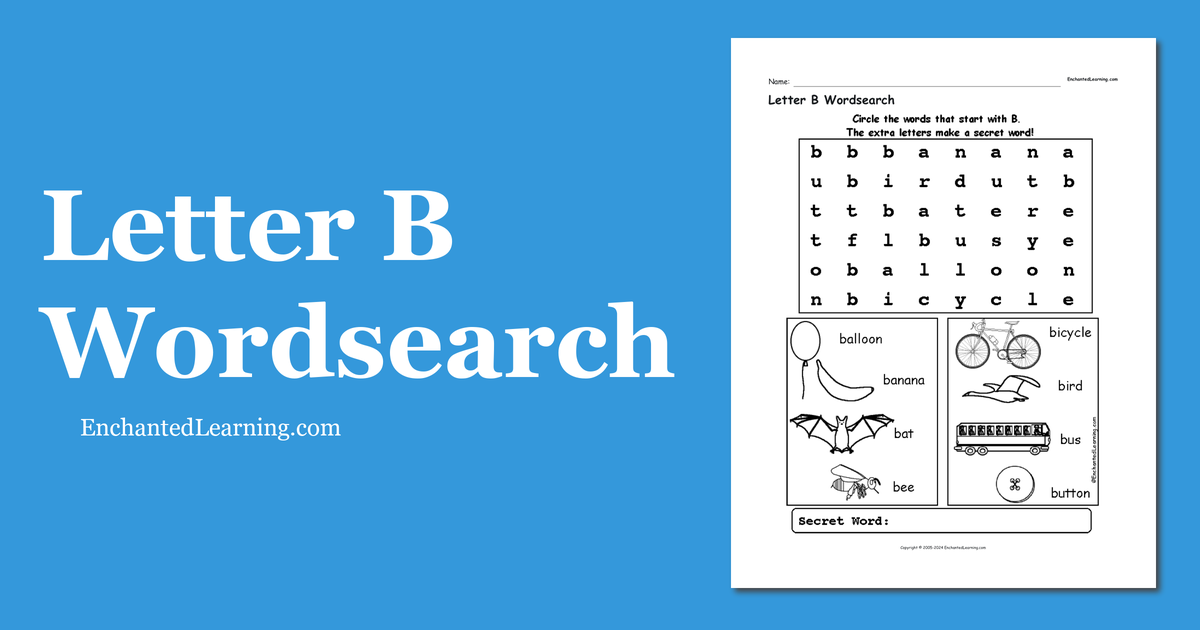 Letter B Wordsearch - Enchanted Learning