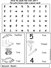 Letter F Alphabet Activities at EnchantedLearning.com