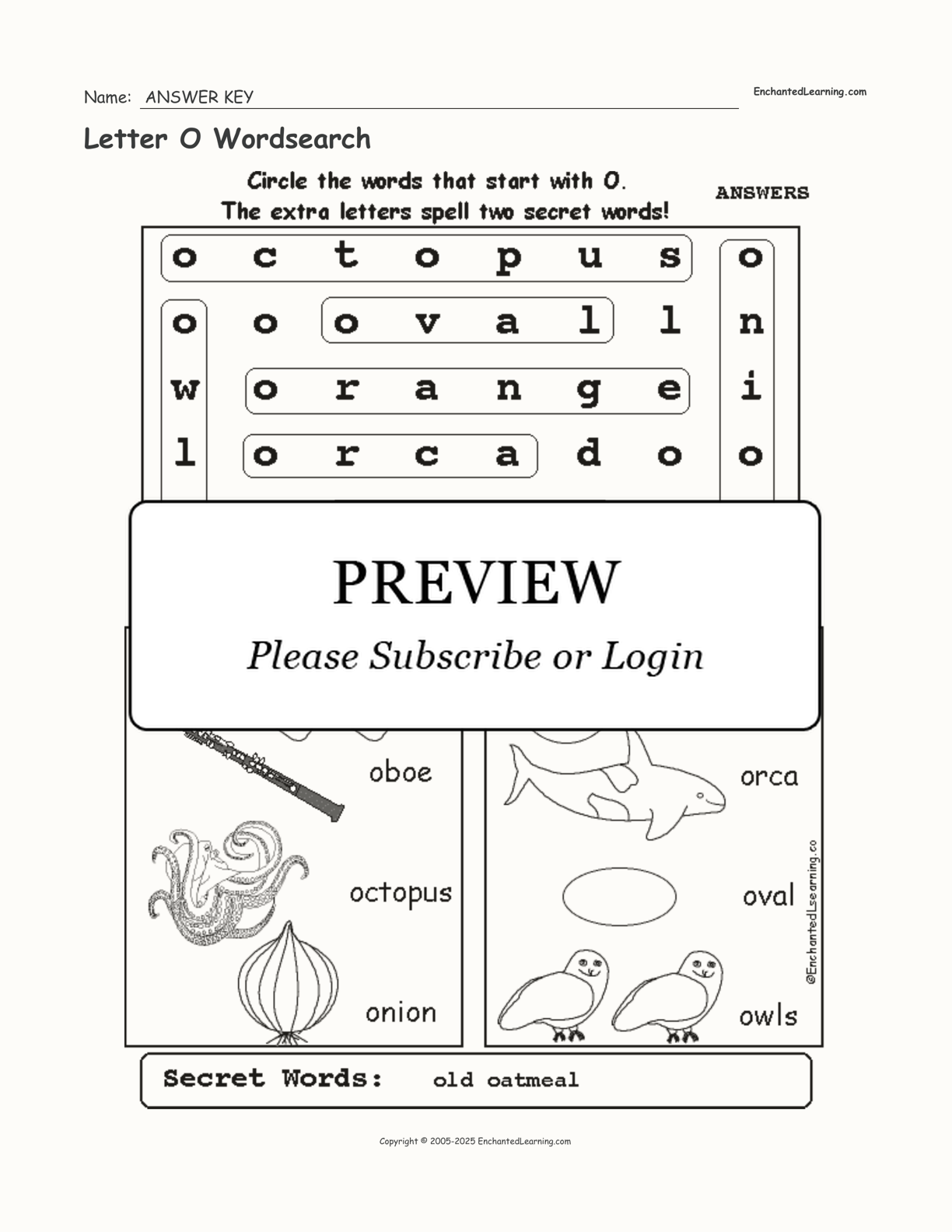 Letter O Wordsearch Enchanted Learning