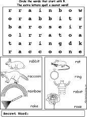 Letter R Wordsearch: EnchantedLearning.com