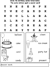 birthday wordsearch