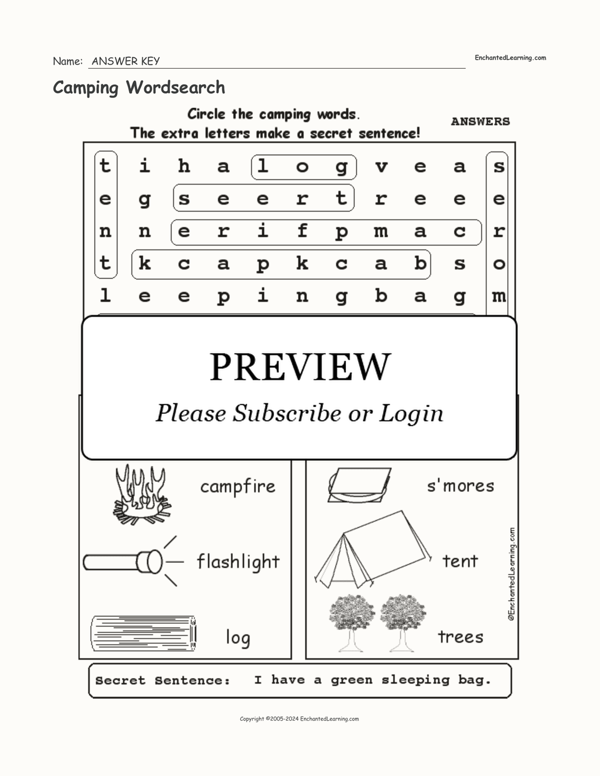 Camping Wordsearch interactive worksheet page 2