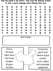 Chinese New Year wordsearch