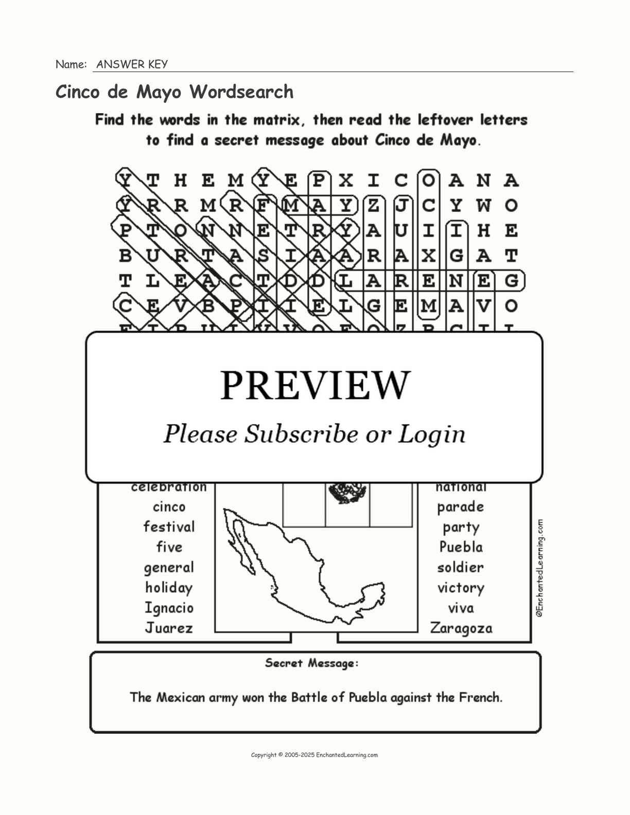 Cinco de Mayo Wordsearch interactive worksheet page 2