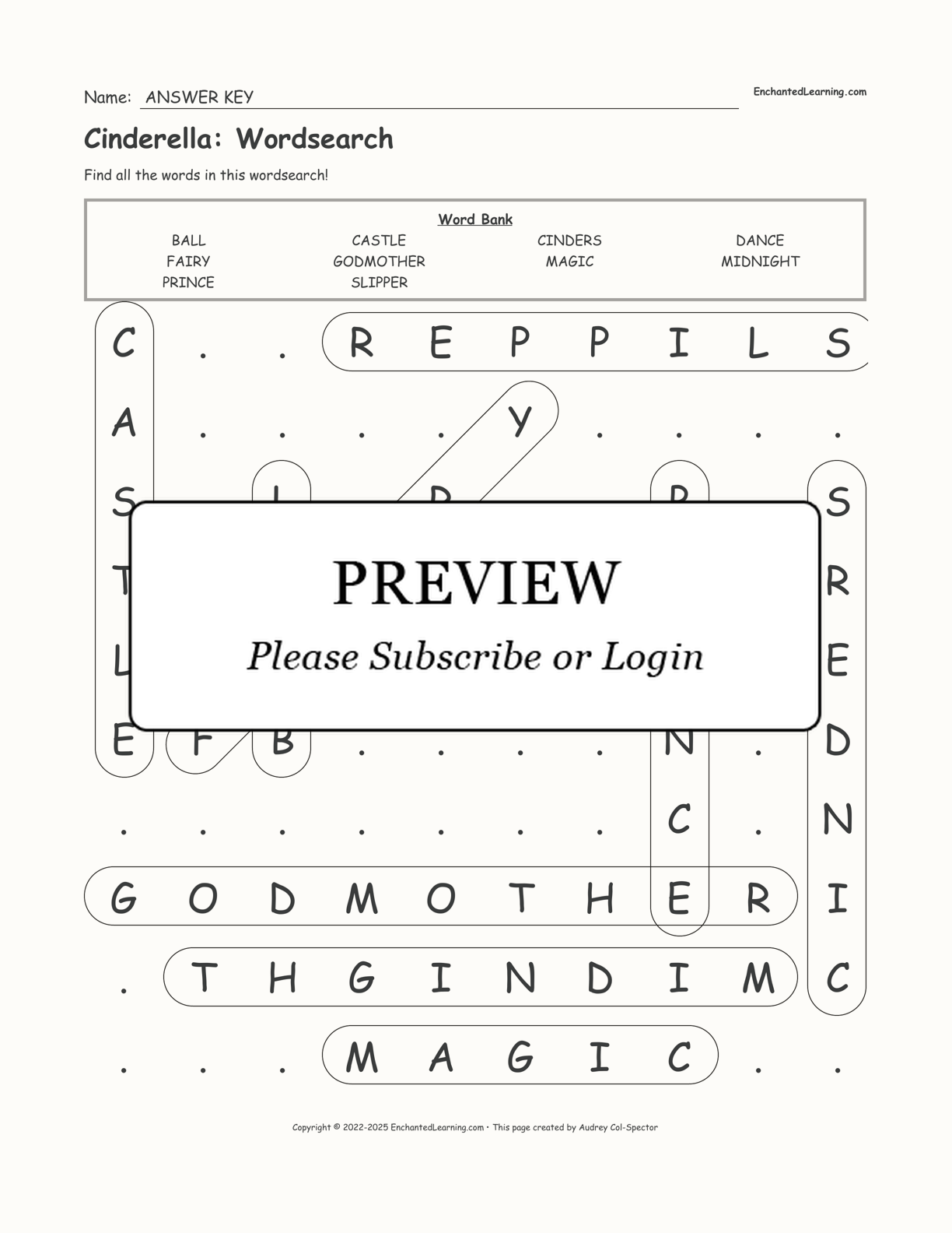 Cinderella: Wordsearch interactive worksheet page 2