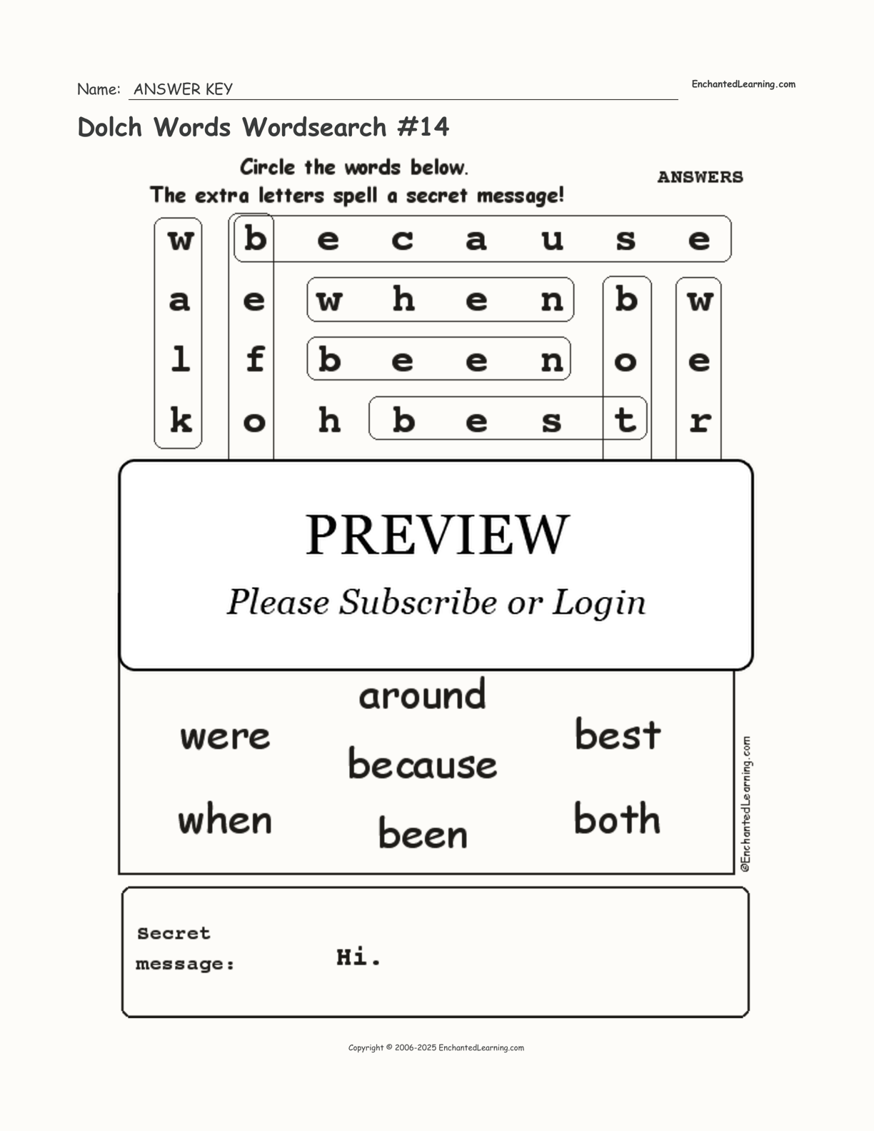 Dolch Words Wordsearch #14 interactive worksheet page 2