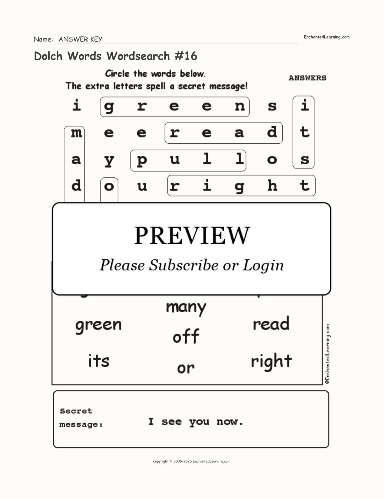 Dolch Words Wordsearch #16 interactive worksheet page 2