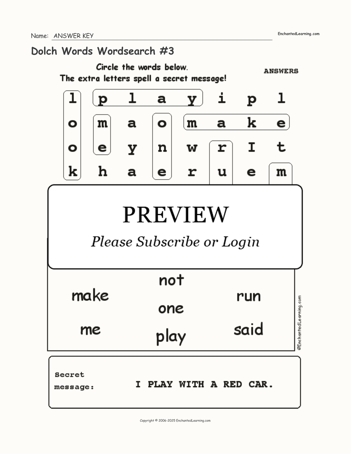 Dolch Words Wordsearch #3 interactive worksheet page 2