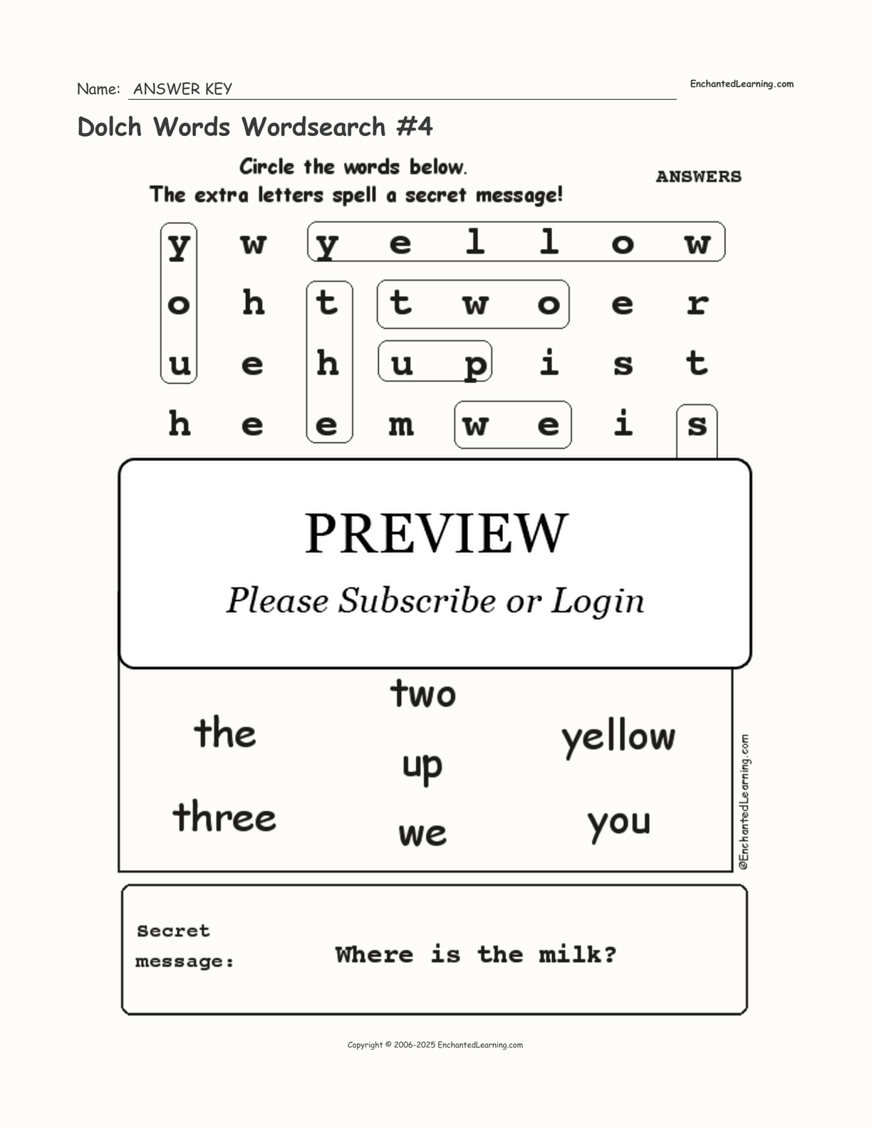 Dolch Words Wordsearch #4 interactive worksheet page 2