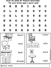 Furniture wordsearch