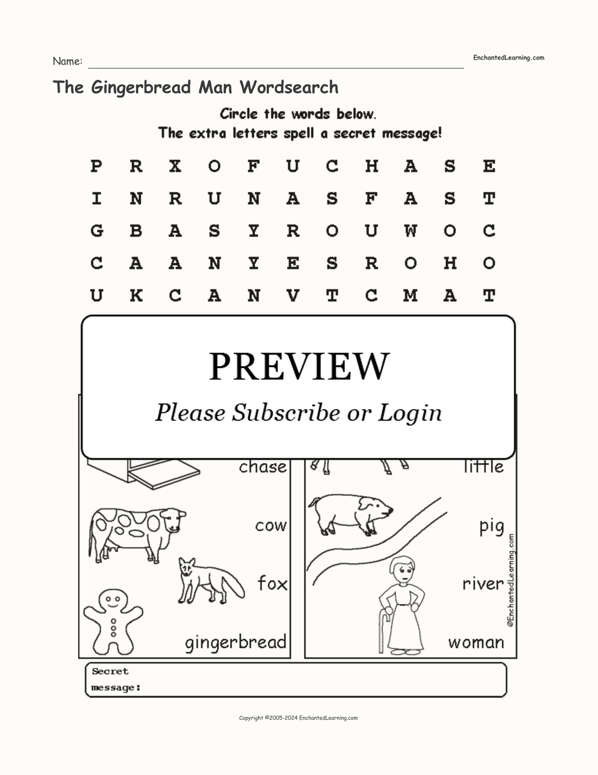 The Gingerbread Man Wordsearch interactive worksheet page 1