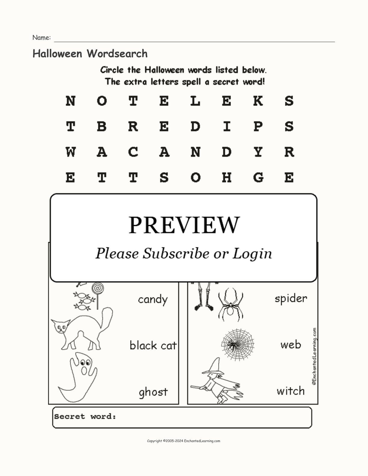 Halloween Wordsearch interactive worksheet page 1