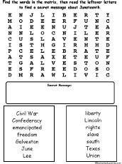 Lincoln wordsearch