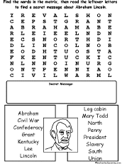 Lincoln wordsearch