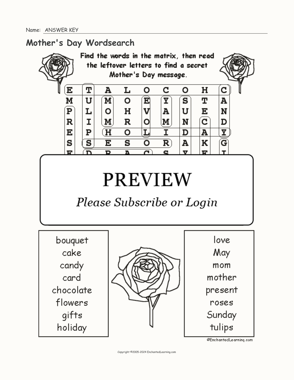 Mother's Day Wordsearch interactive worksheet page 2