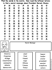 President Barack Obama wordsearch