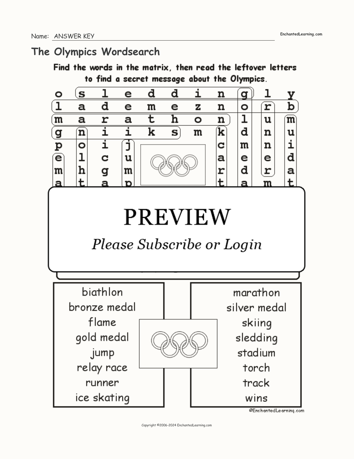 The Olympics Wordsearch interactive worksheet page 2