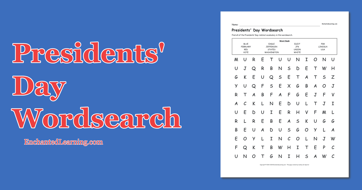 Presidents' Day Wordsearch - Enchanted Learning