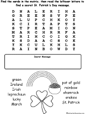 St. Patrick's Day wordsearch