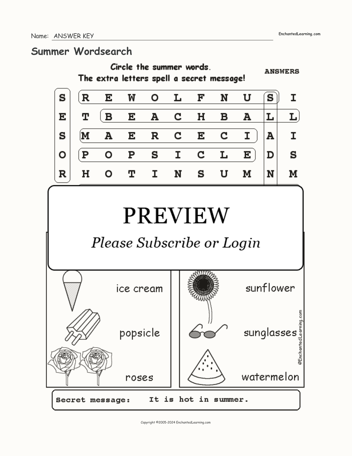 Summer Wordsearch interactive worksheet page 2