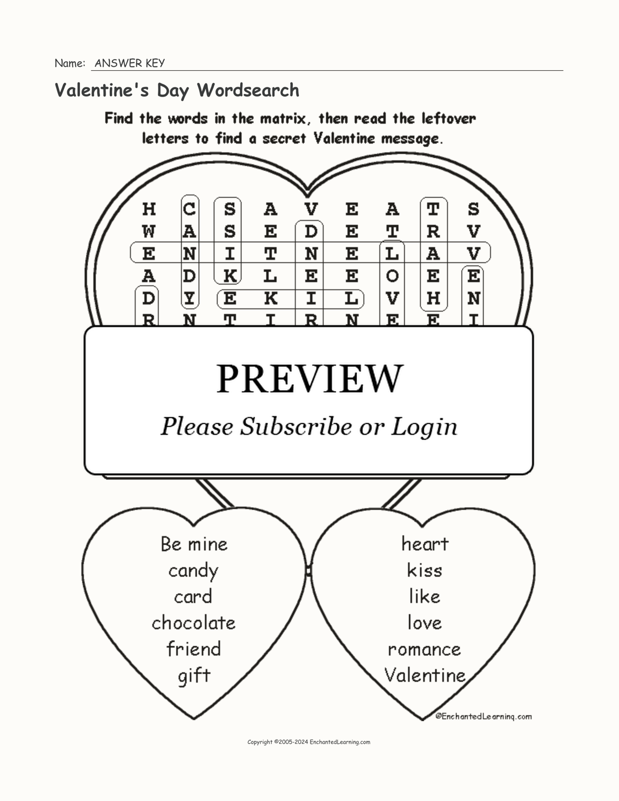Valentine's Day Wordsearch interactive worksheet page 2