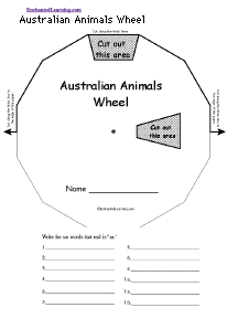 Search result: 'Australian Animals Wheel  - Top: Printable Worksheet'