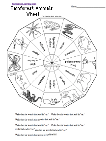 Rainforest Animal Wheel : Printable Worksheet - EnchantedLearning.com