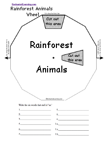 Search result: 'Rainforest Animal Wheel  - Top: Printable Worksheet'