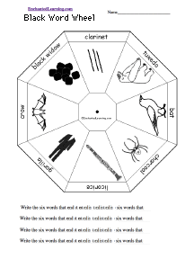 Search result: 'Black Word Wheel  - Bottom: Printable Worksheet'