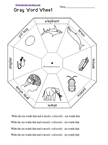 Search result: 'Gray Word Wheel  - Bottom: Printable Worksheet'