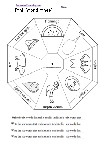 Search result: 'Pink Word Wheel  - Bottom: Printable Worksheet'