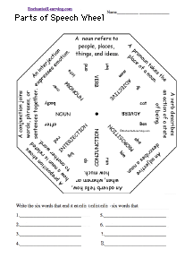 Search result: 'Parts of Speech Wheel  - Bottom: Printable Worksheet'