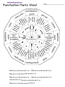 punctuation marks wheel printable worksheet enchantedlearning com