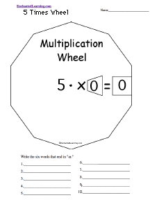 Search result: 'Five Times Wheel: Printable Worksheet'