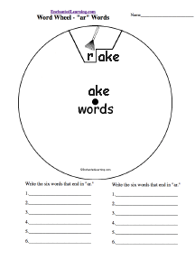 Search result: 'Word Wheels - Rhyming Words or Word Families: Printable Worksheets'