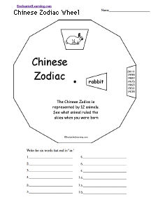 Chinese Zodiac Word Wheel: Printable Worksheet - EnchantedLearning.com