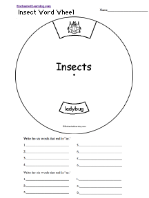 Search result: 'Insect Word Wheel: Printable Worksheet'