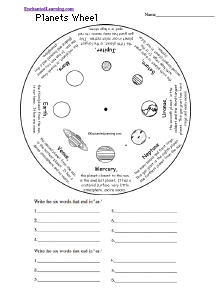 Planets Word Wheel: Printable Worksheet - EnchantedLearning.com