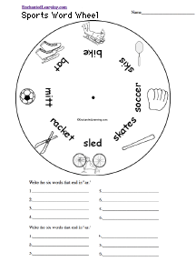 Search result: 'Sports Word Wheel - Bottom: Printable Worksheet'