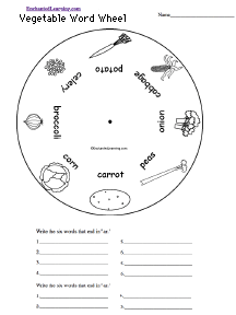 Search result: 'Vegetable Word Wheel - Bottom: Printable Worksheet'