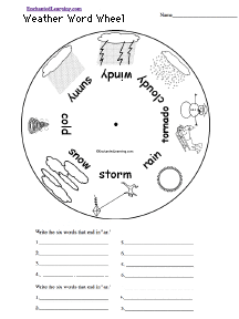 Search result: 'Weather Word Wheel - Bottom: Printable Worksheet'