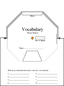 Search result: 'Vocabulary Wheel - 8 Words: Printable Worksheet'