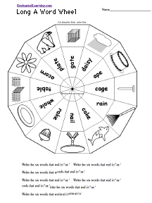 Search result: 'Long A Word Wheel  - Bottom: Printable Worksheet'