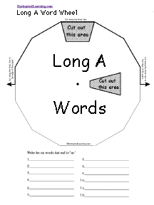 Search result: 'Long A Word Wheel  - Top: Printable Worksheet'