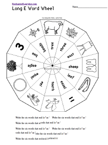 Search result: 'Long E Word Wheel  - Bottom: Printable Worksheet'