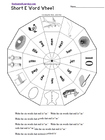 Search result: 'Short E Word Wheel  - Bottom: Printable Worksheet'